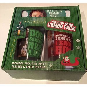 Elf the Movie‎ Christmas, 2 Pint Glasses w Opener New Boxed Set, Will Ferrell